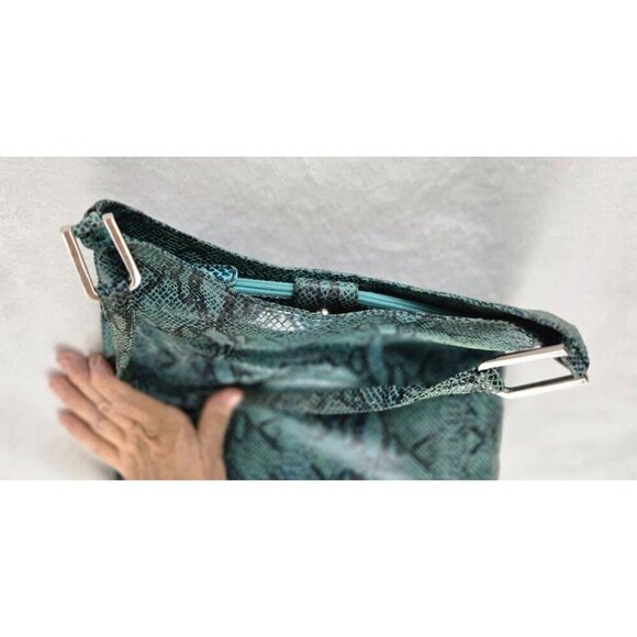 Crossbody Tote Faux Teal Snakeskin by I.N.C International Concepts Medium Size - Picture 14 of 15